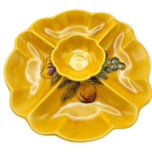 Vintage Los Angles Potteries Chip & Dip Serving Dish Ceramic Fruit